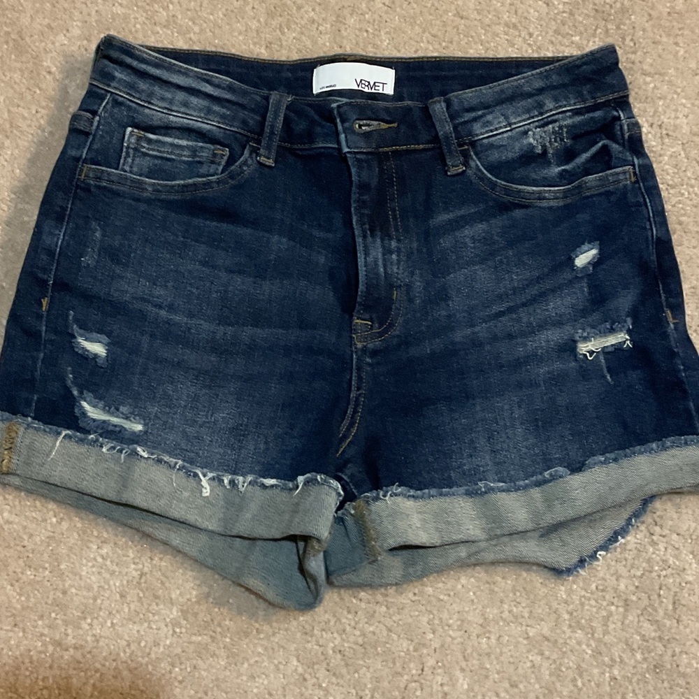Vervet Dark Wash Distressed Denim Shorts Women’s Size M - Picture 6 of 7